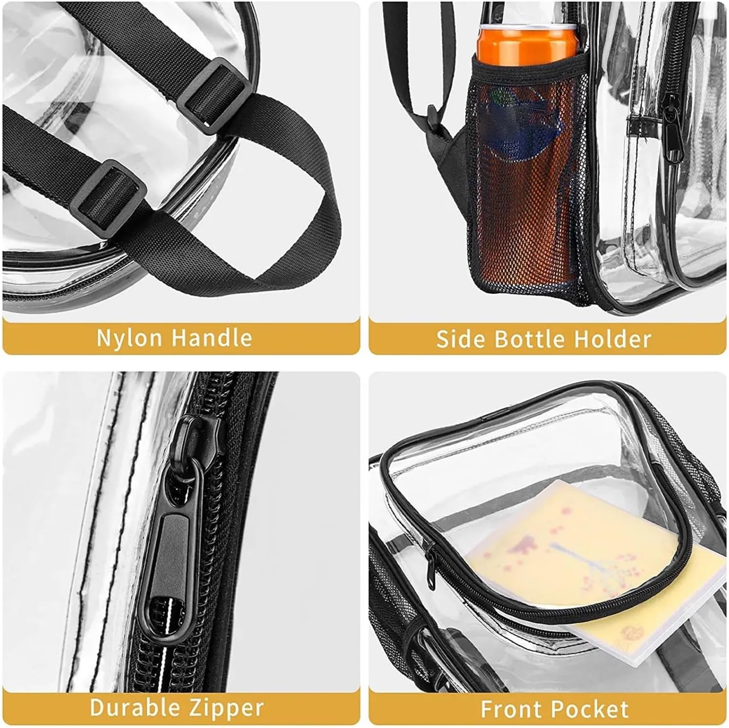 Clear Stadium Bag Backpack Transparent Backpack Waterproof Outdoor Sports Fitness Knapsack Casual Travel Visible Large Capacity Shoulders Bag