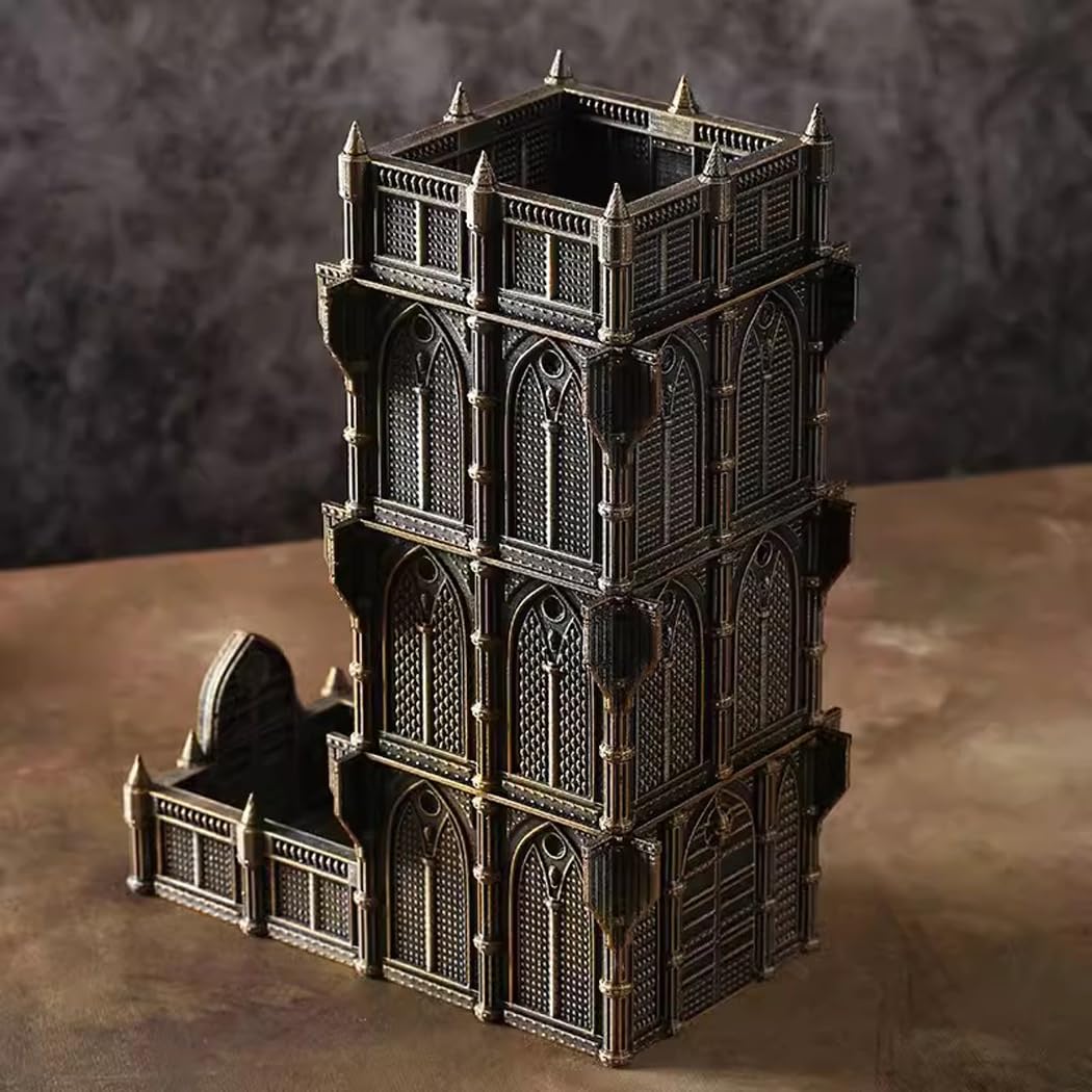 Wieża do kości z tacą, Katedra Umarłych Wieża do rzucania kostkami do gier stołowych, TRPG, odgrywania ról, gier Dungeons and Dragons, kreatywny prezent
