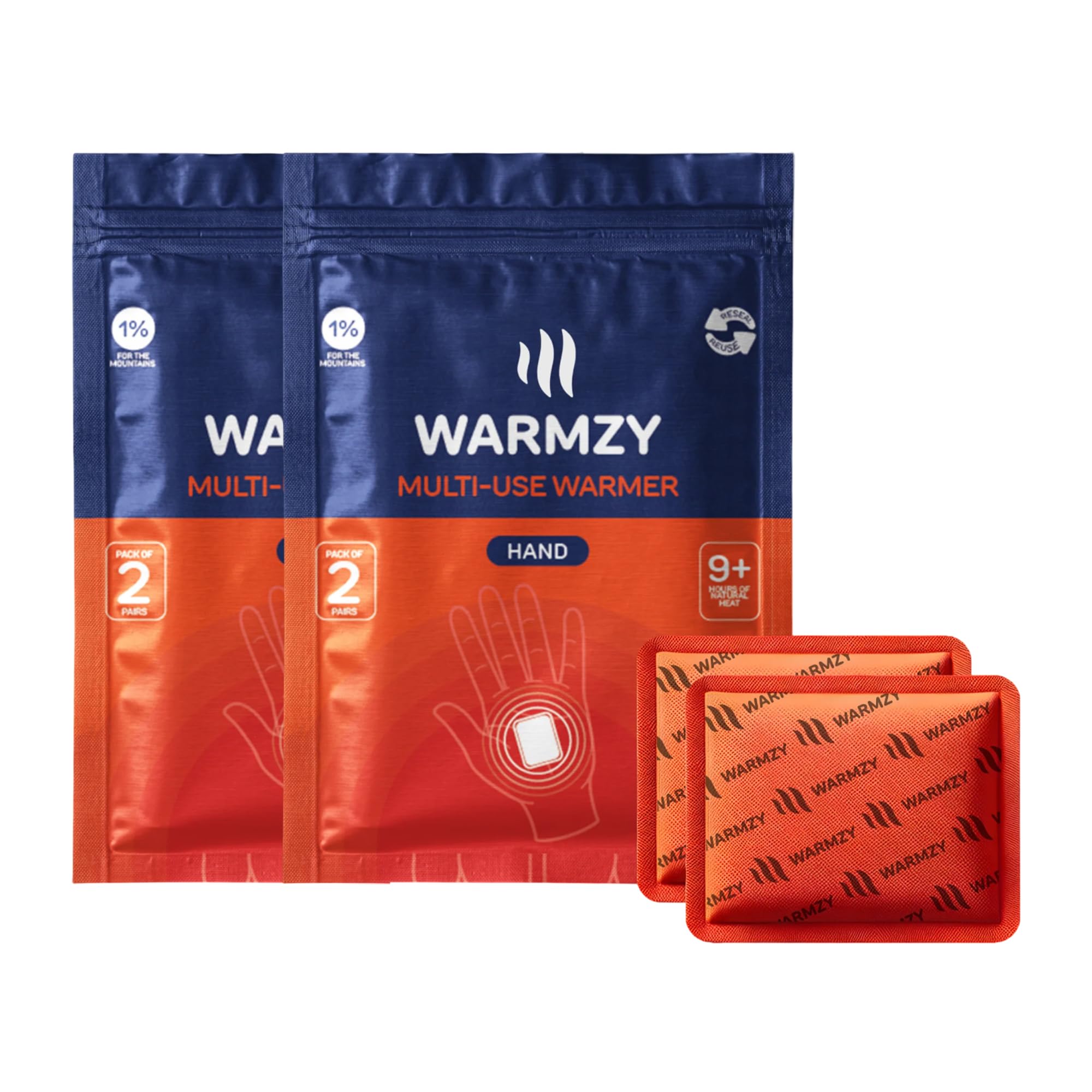 Warmzy Hand Warmers - 9+ Hours of Warmth, Reseal & Reuse Within 24hrs, Air Activated, Odour Less Self Heating Warmer Packet for Outdoor Activities, Pair of (4 Pair)