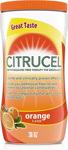 CITRUCEL Fiber Powder for Occasional Constipation Relief, Methylcellulose Fiber Powder, Orange Flavor - 30 Ounces