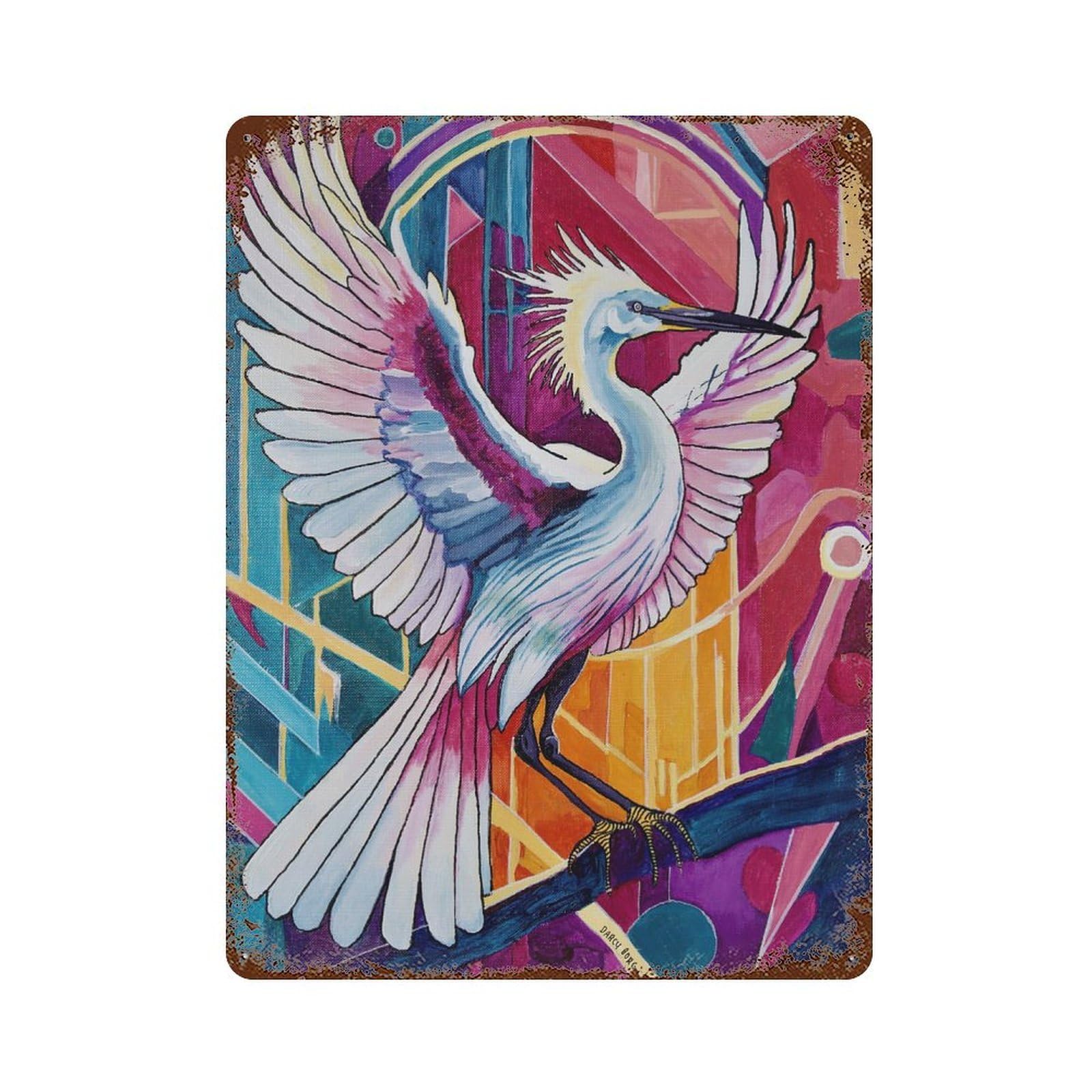 Egret Retro Metal Sign 15.7"x11.8", Ideal for Cafe, Home Bar And Lounge Decor