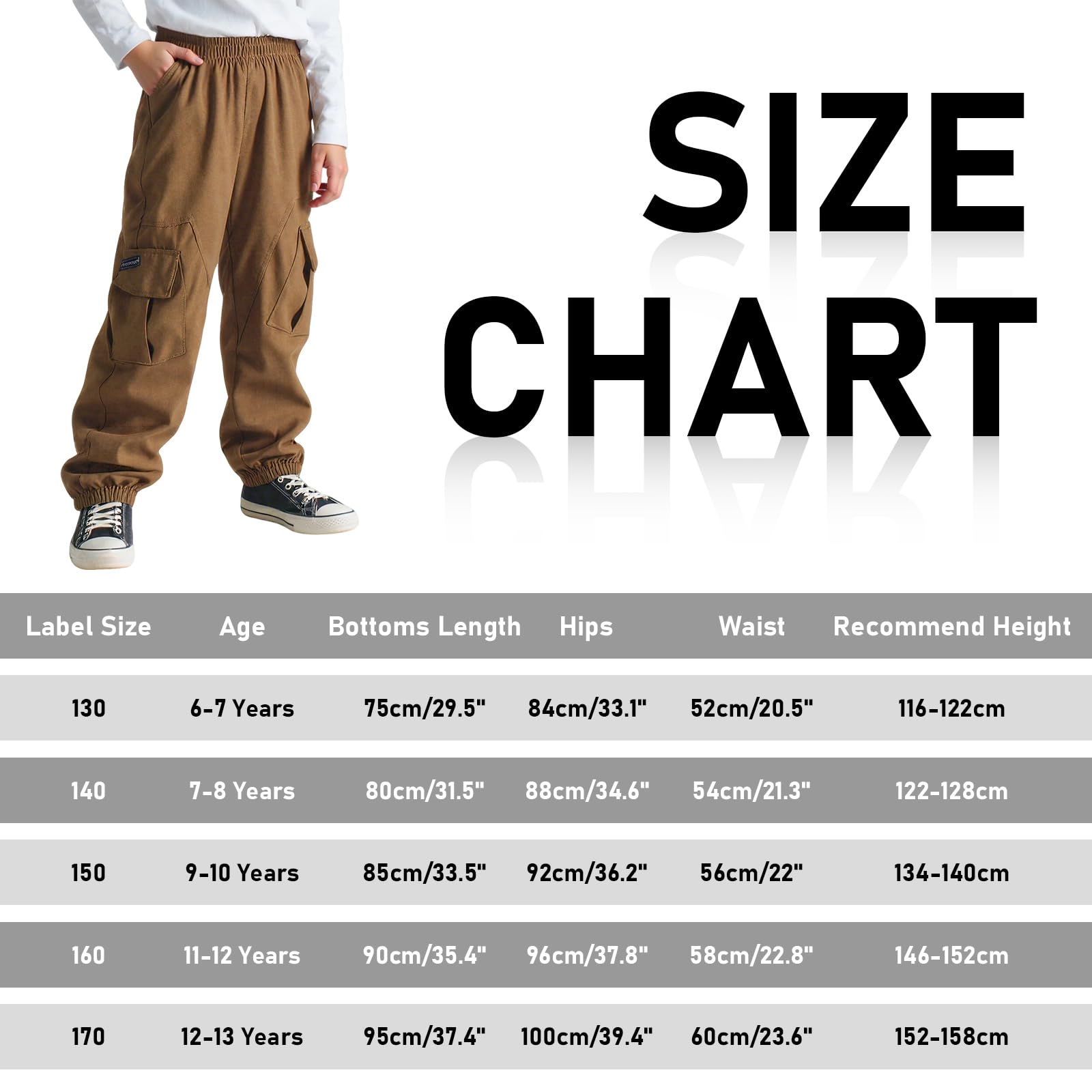 Pantalones Cargo Niños Suaves Transpirable Pantalón de Jogging Cintura Elástica Múltiples Bolsillos Pantalón de Ocio Streetwear Casual Pantalones Cargo Joggers para Infantil 6-13 Años