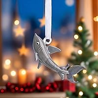 Vista 7 de Adorno de tiburón de vidrio soplado para decoración del hogar colgante, adorno de vidrio para el mar, el océano, la playa y la costa, regalos