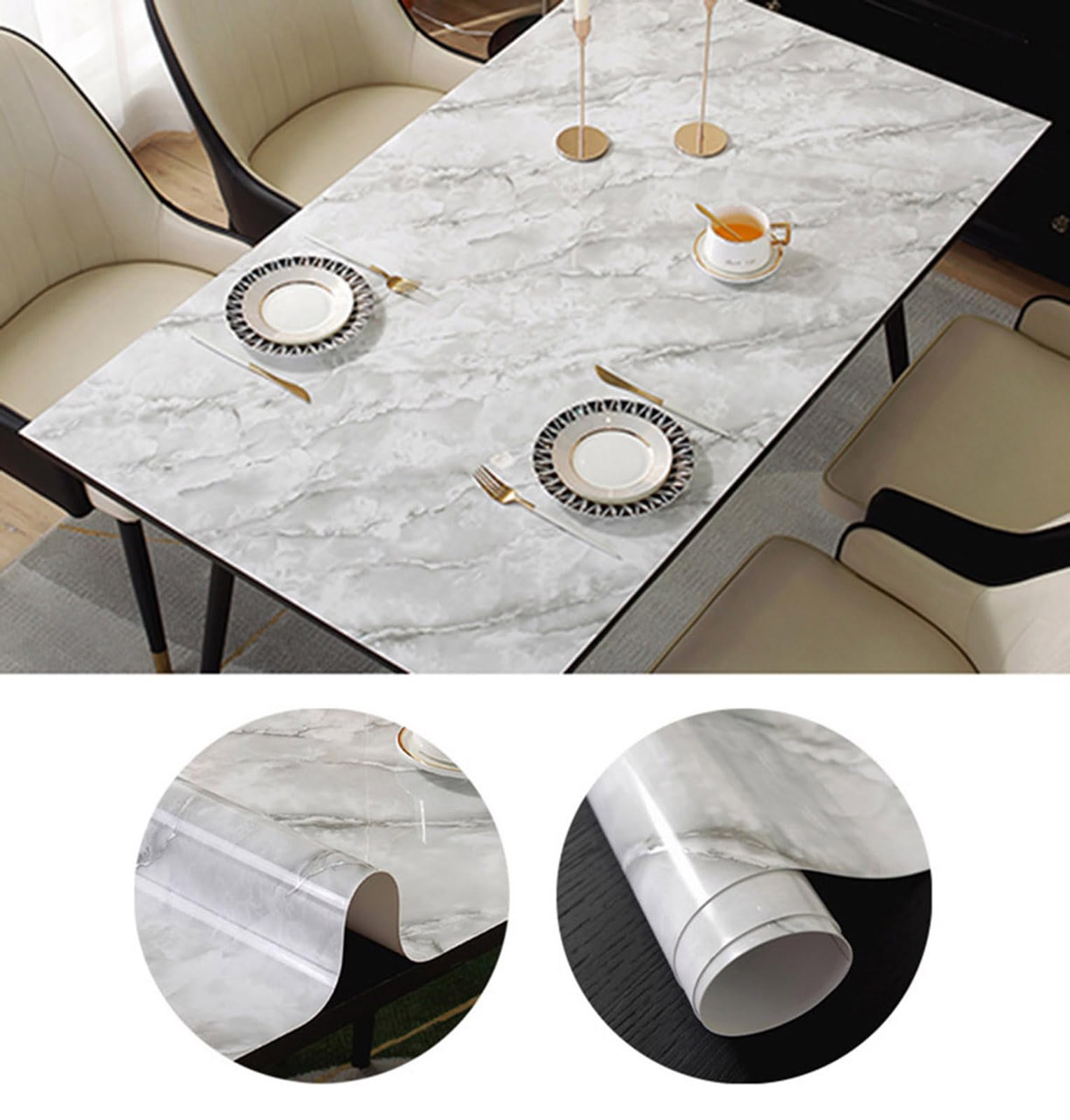 Tovaglia in PVC Motivo a imitazione del marmo Impermeabile e resistente all'usura facile da pulire Spessore 1mm Dimensioni 90 * 200cm