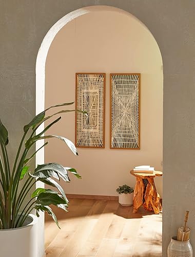 Miniatura 2 de Huji Juego de decoración de pared de caja de sombra de arte abstracto de cuerda de papel - 2 piezas