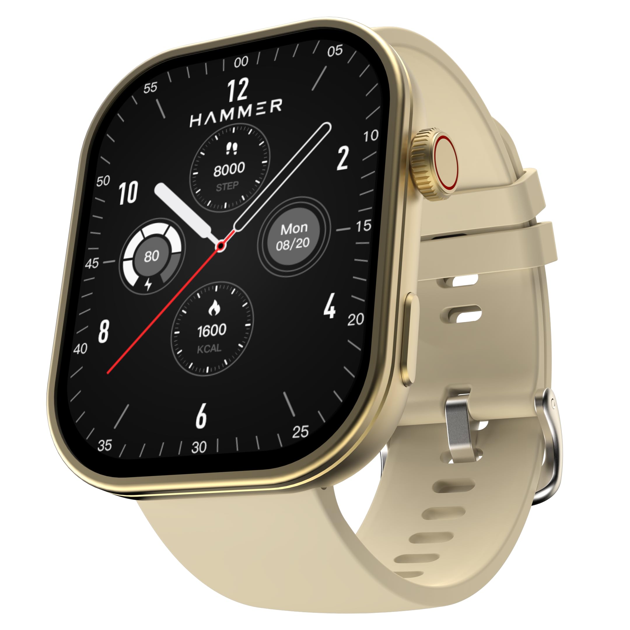 HAMMER Tussle 2.01" HD Display Smart Watch, Bluetooth Calling, Rotating Crown, Voice Assistant, in-Built Games, Smart Notifications, Sports Mode, DND, Raise to Wake (Champagne Gold) (B0CMLMDMDT) Amazon Price History, Amazon Price Tracker