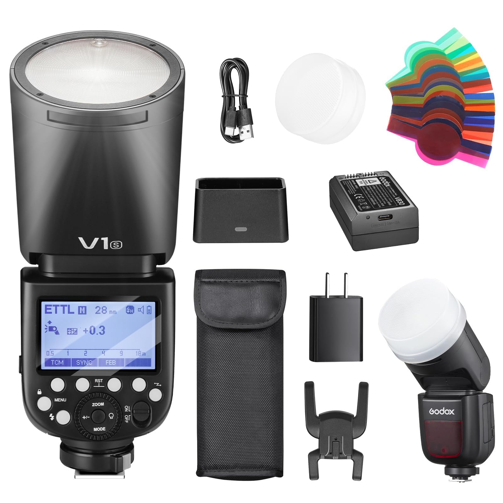 V1 V1-S V1 for Sony Flash Round Head TTL Shot Speedlight 76Ws | 2.4G X‑system HSS 1/8000s 1.5s fast recycle,480 full‑power flashes 2980mAh built‑in LED modeling lamp for portrait & studio
