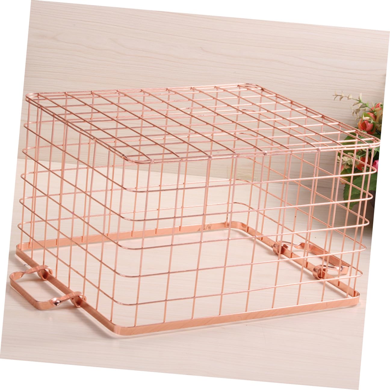 Cesta de Almacenamiento de Hierro Dorado Asa, Estilo Nórdico, Flexible y Multifuncional para Guardar Libros y Objetos Hogar