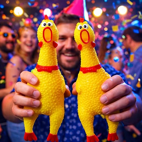 Miniatura 2 de Gejoy 15 juguetes novedosos de goma que gritan pollo queeze, chirriantes, ruidos, chillidos, chillidos, chillidos, chillidos de pollo, novedad,