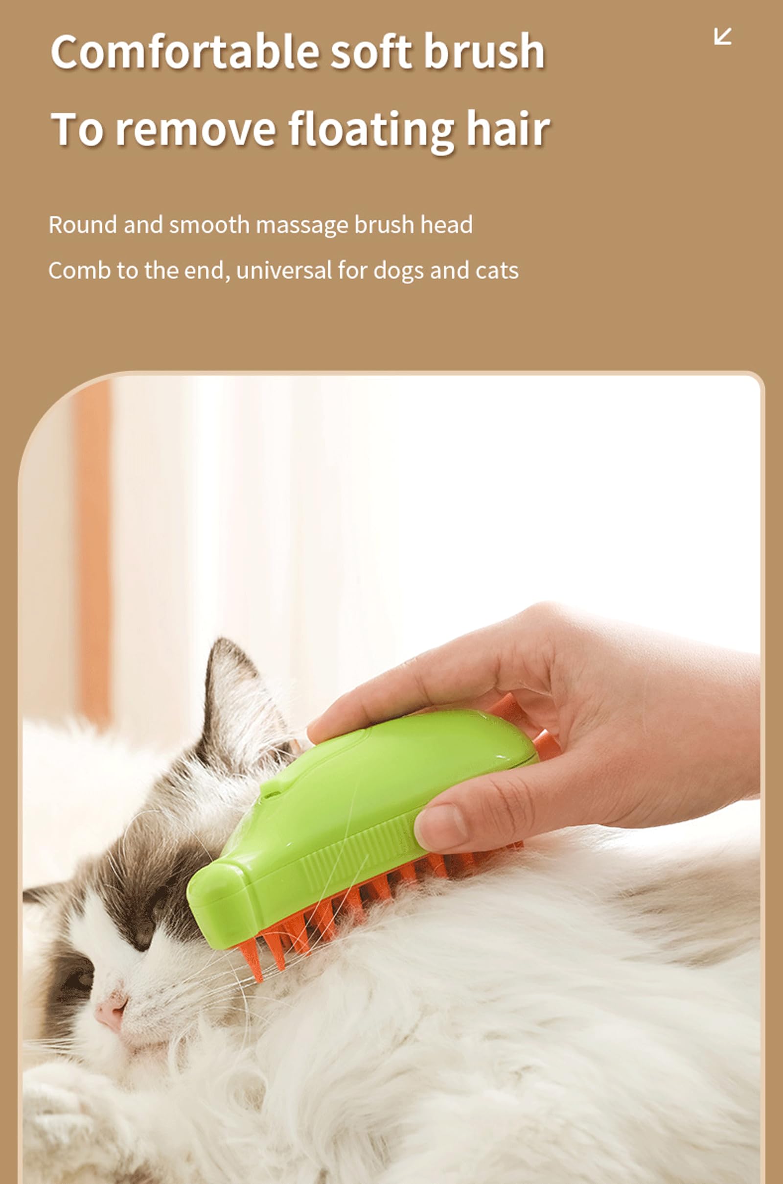 Brosse Chien Chat à Vapeur, 3 En 1 Peigne De Massage En Spray Pour Chats, Brosse à Chat Rechargeable,Cat Steamer Brush for Massage, Cat Hair Brush for Tangled and Loosse Hair