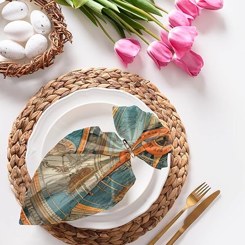 Cloth Napkins Set of 4 Nautical Compass 20x20 Inch Cloth Napkins Vintage Compass Painted Washable Reusable Kitchen Dinner Napkins Table Decor for