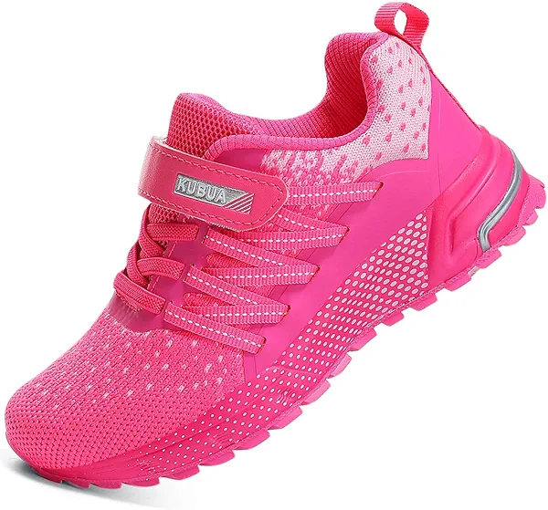 KUBUA Kids Sneakers for Boys Girls Running Tennis Shoes Lightweight Breathable Sport Athletic 1 Big Kid Pink B