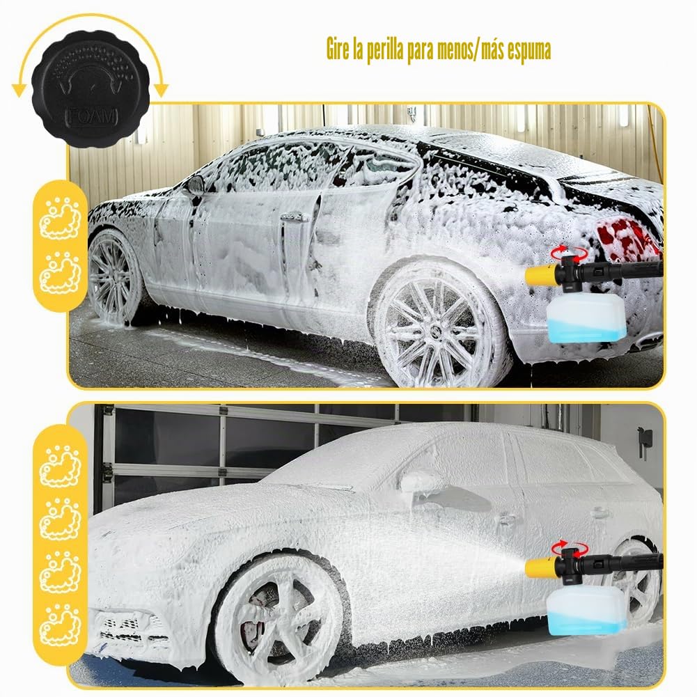 HOTUT Lanza de Espuma para Kärcher K2 K3 K4 K5 K6 K7, 400ml Cañón de Espuma de Nieve, Ajustable Lanza de Jabonadura Dispensador Accesorio, Accesorio de Lavado de Coche Compatible para Kärcher Serie K
