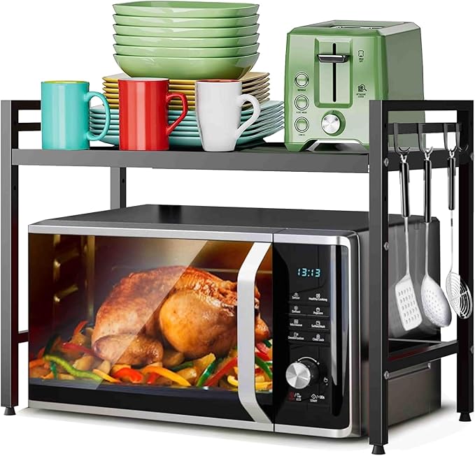 Expandable Microwave Oven Rack, Microwave Shelf Adjustable Microwave