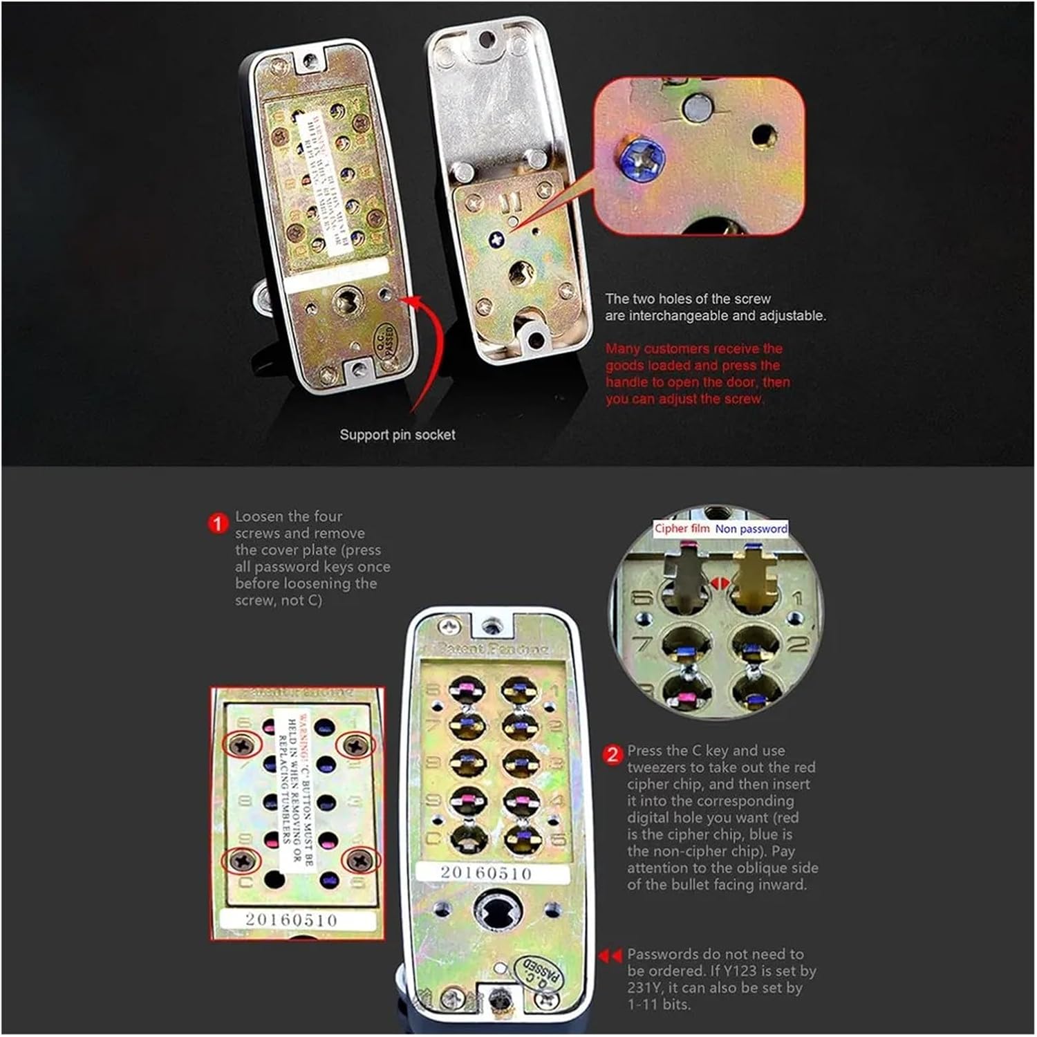 Mechanical keyless Entry Door Lock 380B Digital Password Door Lock Mechanical Password Keyless Entry Door Lock Waterproof Generate Password Electronic Lock