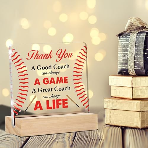 Vista 3 de Cartel decorativo de agradecimiento para entrenador de béisbol, regalo de agradecimiento, acrílico con soporte de mesa, placa de recuerdo