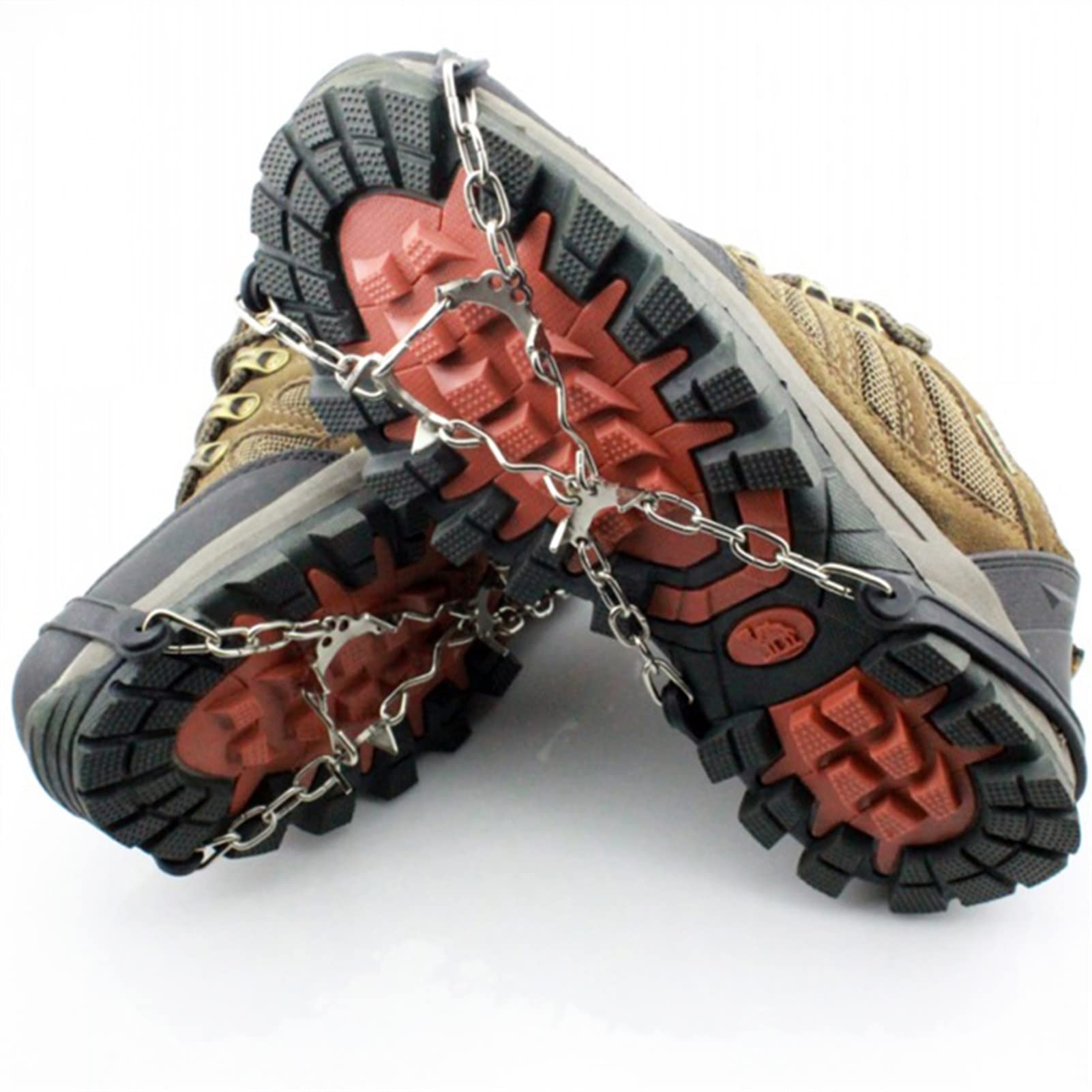 Schuhspikes 1 Paar 6 Zähne Klettern Steigeisen Winter Wandern Angeln EIS Schnee Schuhe Deckt Anti Slip Spike Cleats Mangan Stahlgreifer (Color : Black)