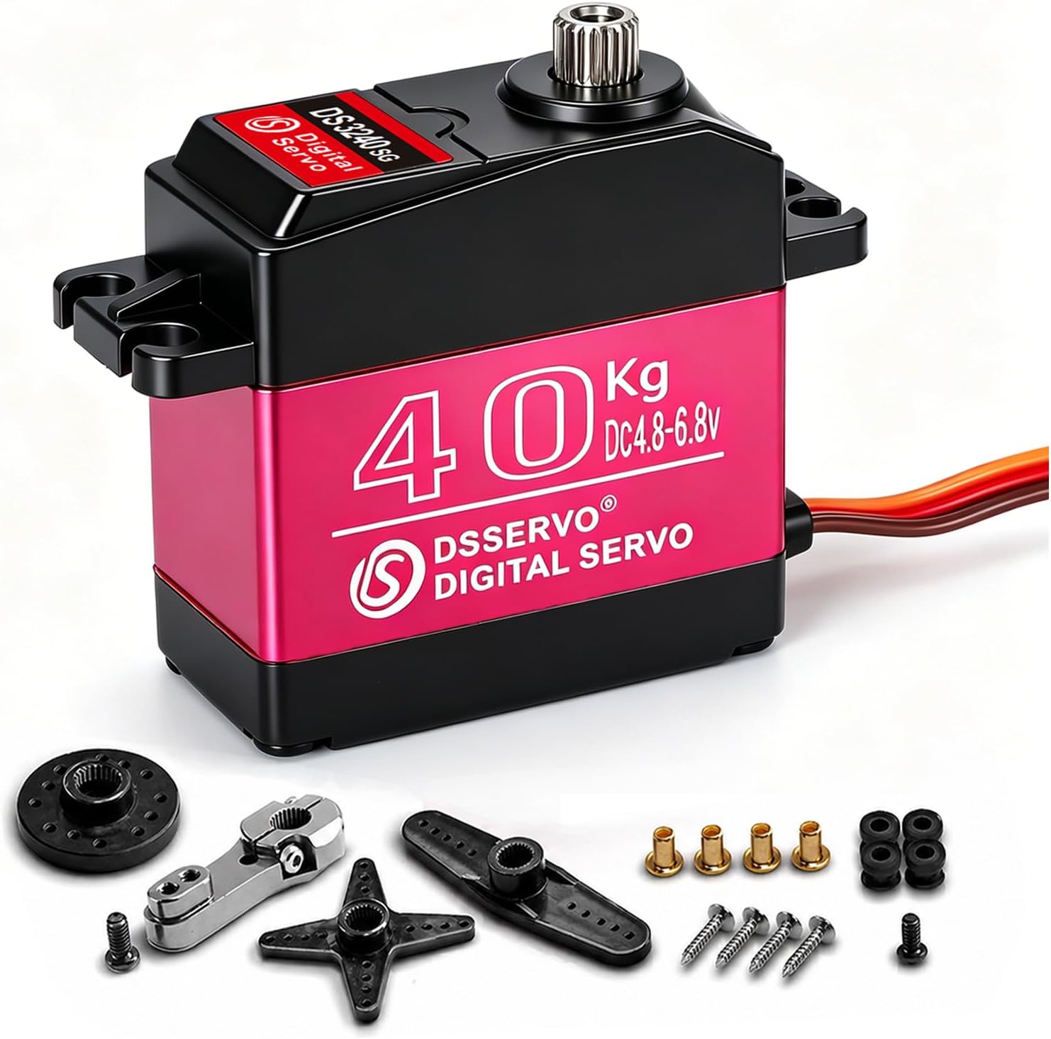 RC Servo Motor, 40kg High Torque Waterproof Digital Servo, Stainless Steel Gear for 1/8 1/10 RC Car Truck Crawler
