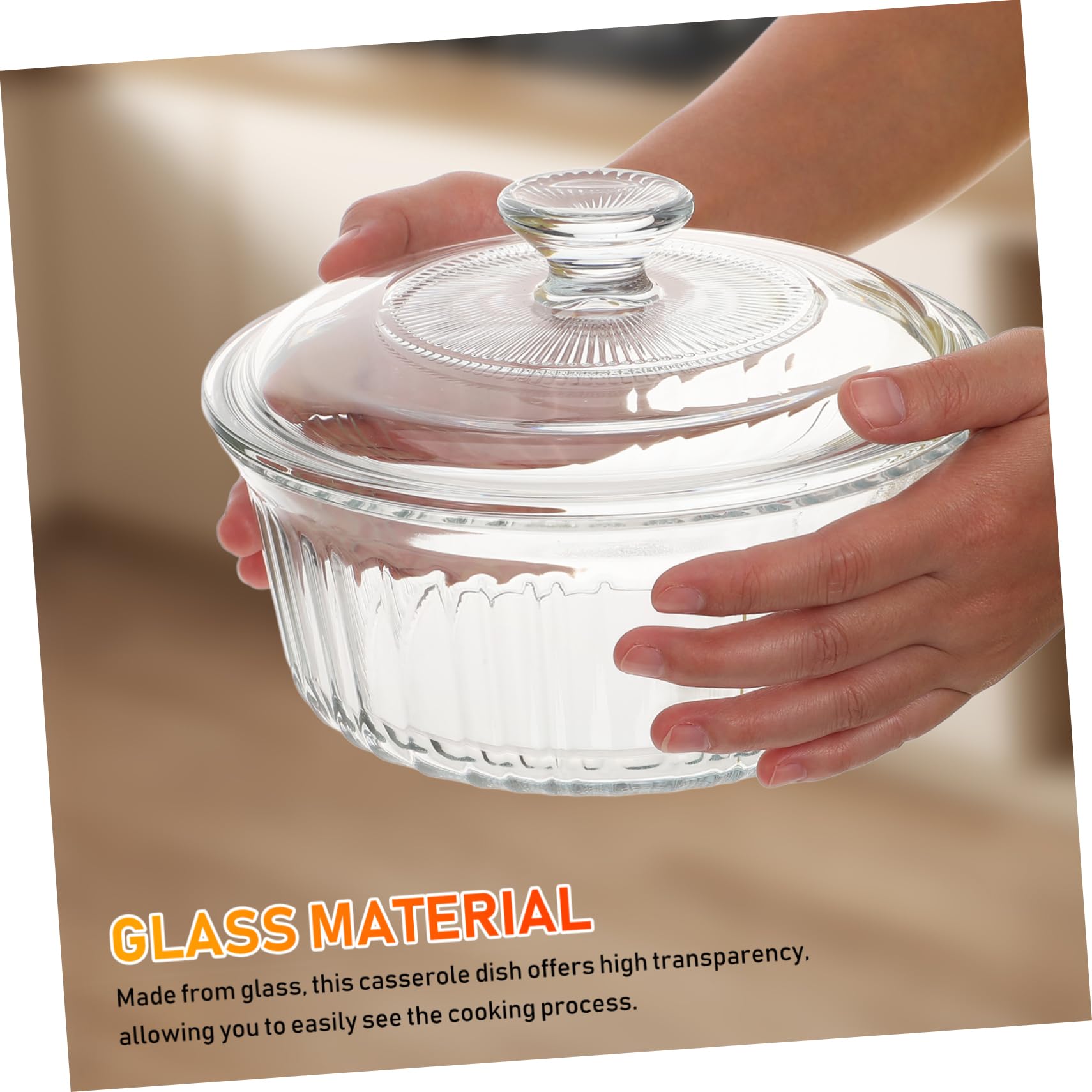 Borosilikatglas Auflaufform mit Deckel Runde 1, 6 L Glas