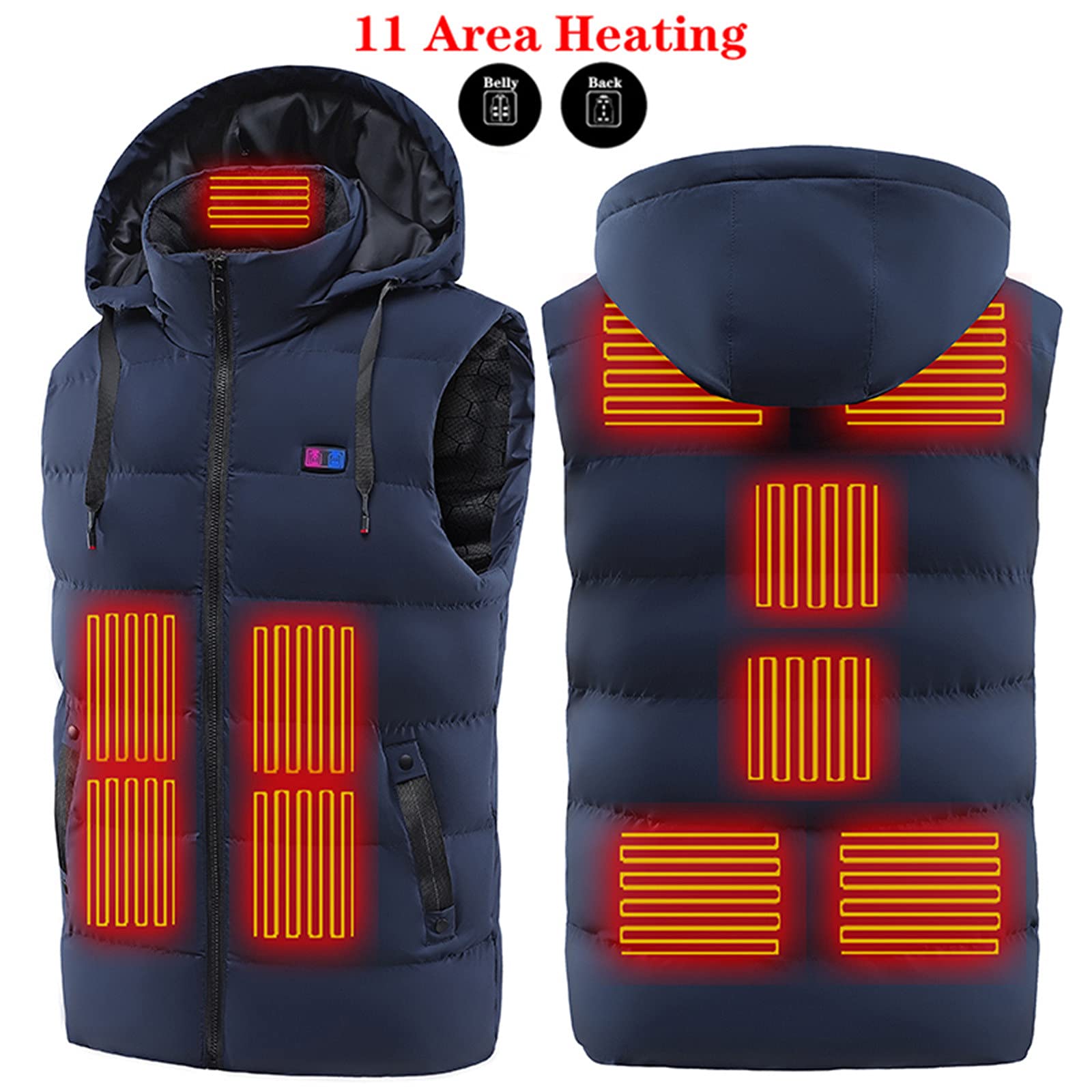 Gilet Riscaldato Uomo Giubbotto Riscaldata Con 17 Zone Di Riscaldamento 3 Livelli Di Temperatura Controllo Giacca Riscaldato Usb Grafene Giubbino Termico Gilet Coppia Per Caccia Moto Sci E Campeggio