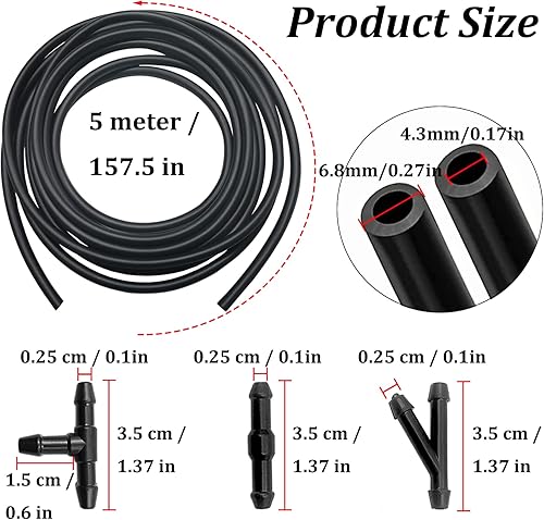 Miniatura 2 de Kit de manguera de limpiaparabrisas  Incluye manguera de líquido de lavadora de 131ft y 12 conectores de manguera compatible con la mayoría de