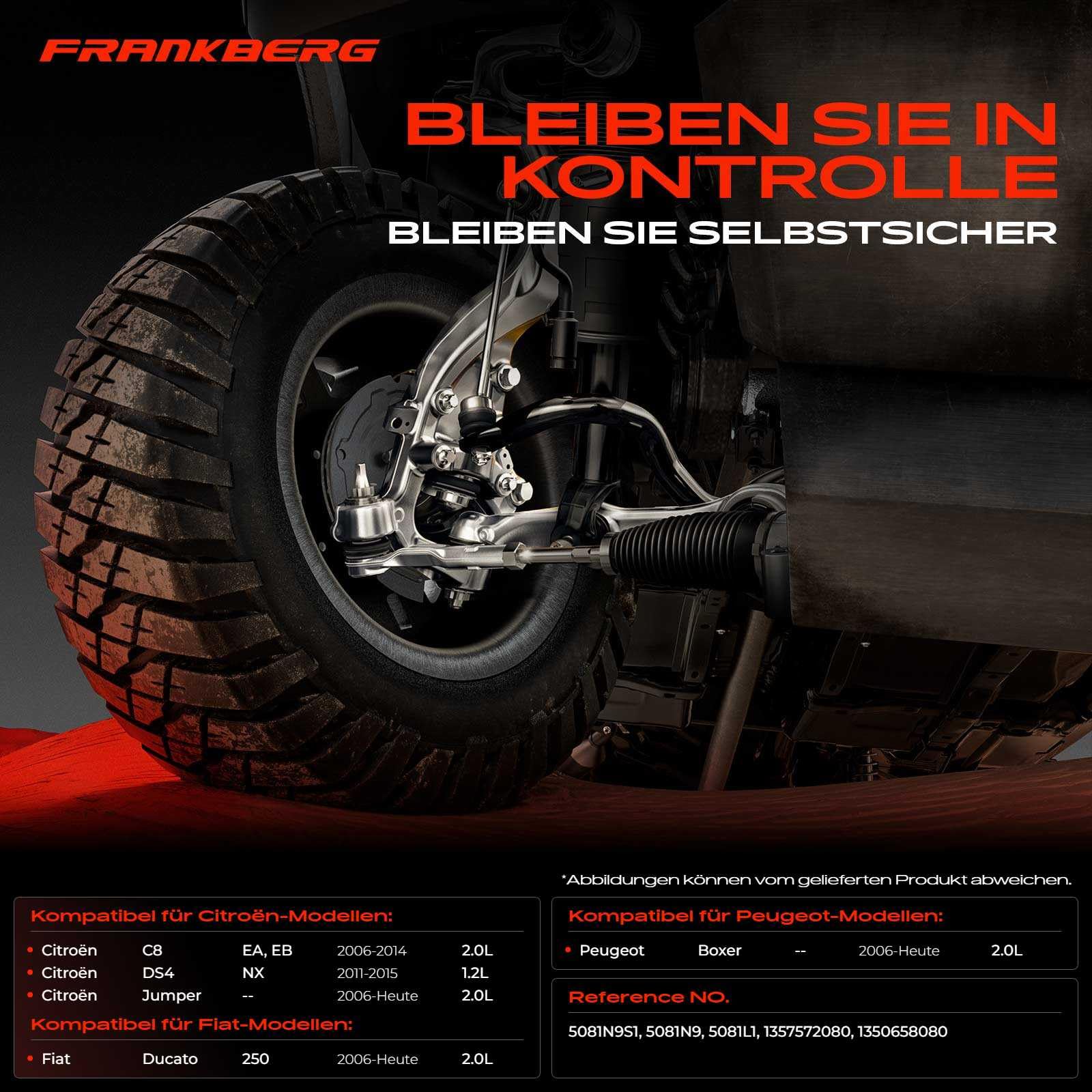 Frankberg 2x Koppelstange Vorne Kompatibel mit Ducato Kasten 250 Ducato Bus 250 Boxer Bus Jumper Bus DS4 NX Replace# 5081N9S1