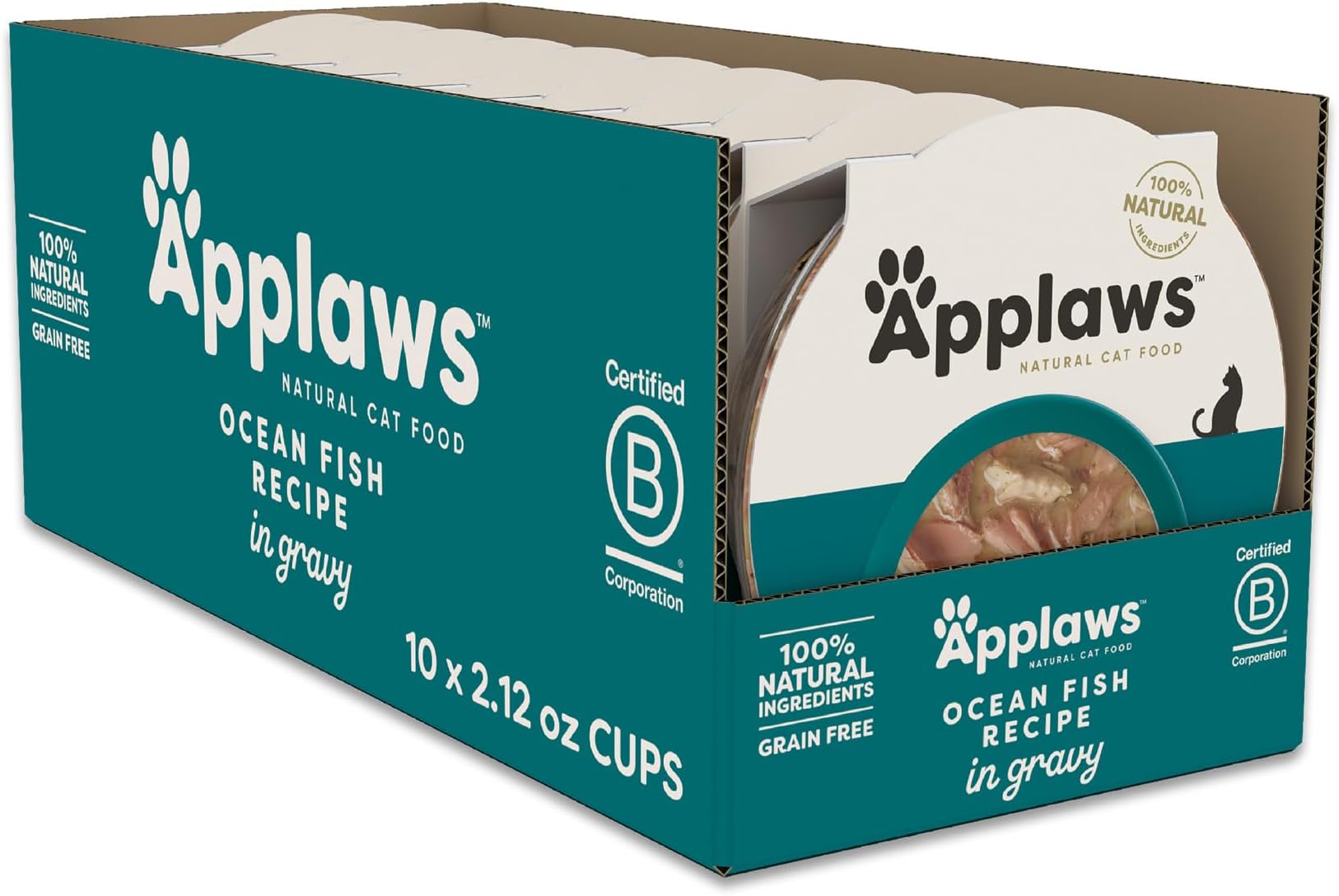 Natural Wet Cat Food in Gravy, Limited and Natural Ingredients, High Protein with No Artificial Additives, Ocean Fish in Gravy (10 x 2.12 oz Easy-Open Cups)