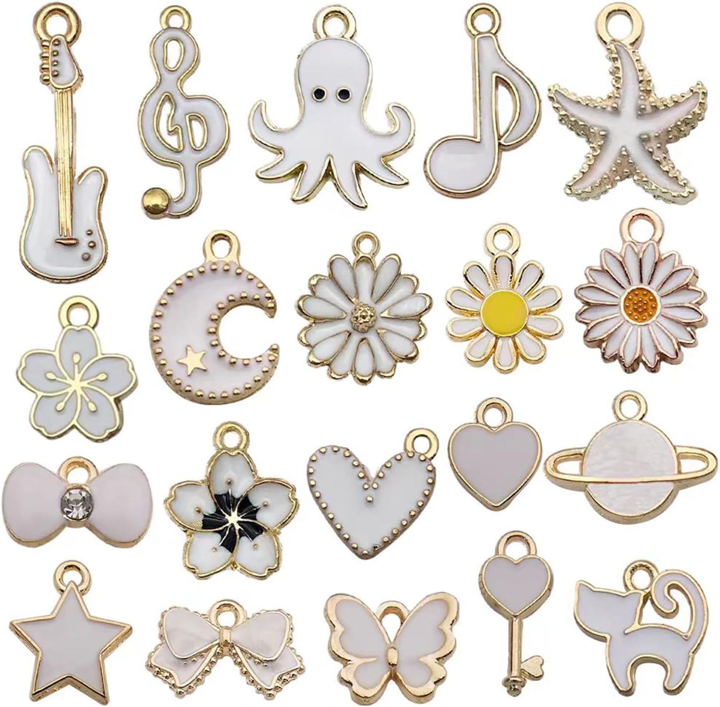 YouLuo 100Pcs Bracelet Charms for Jewelry Making Wholesale Bulk Jewelry Making Bracelets Charm KC Gold Alloy Charm Pendants and Gold Plated Enamel Charms Pendants for Bracelet Necklace - Image 2
