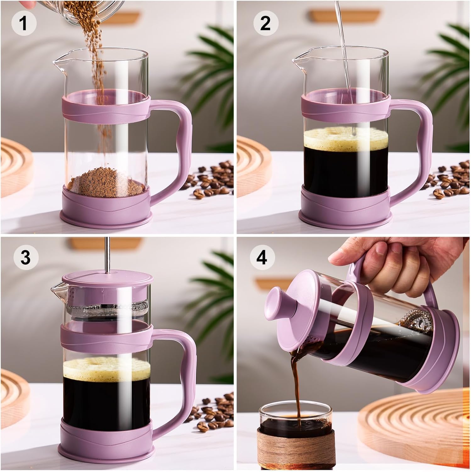 French Press Coffee Maker, Coffee Press of 18/8 Stainless Steel Filter 11.8 OZ