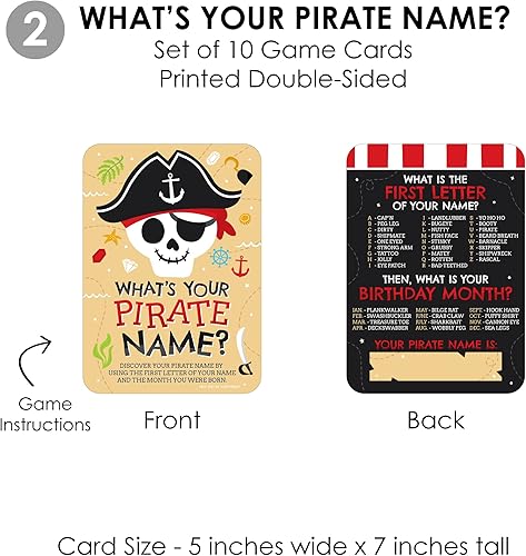 Miniatura 5 de Big Dot of Happiness Pirate Ship Adventures - 4 juegos de fiesta de cumpleaños de calavera - 10 tarjetas cada uno - Paquete Gamerific