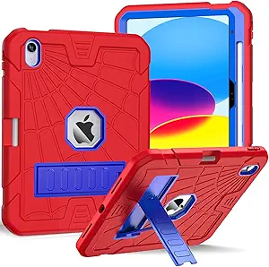 Sibeitu Case for iPad 11th A16/ 10th Generation 10.9 Inch 2025/2022, Hard 10th Gen i Pad Case with Stand & Pencil Holder, Shockproof Protective 10.9 inch iPad 10th Gen Cover for Kids Girls Boys, Red