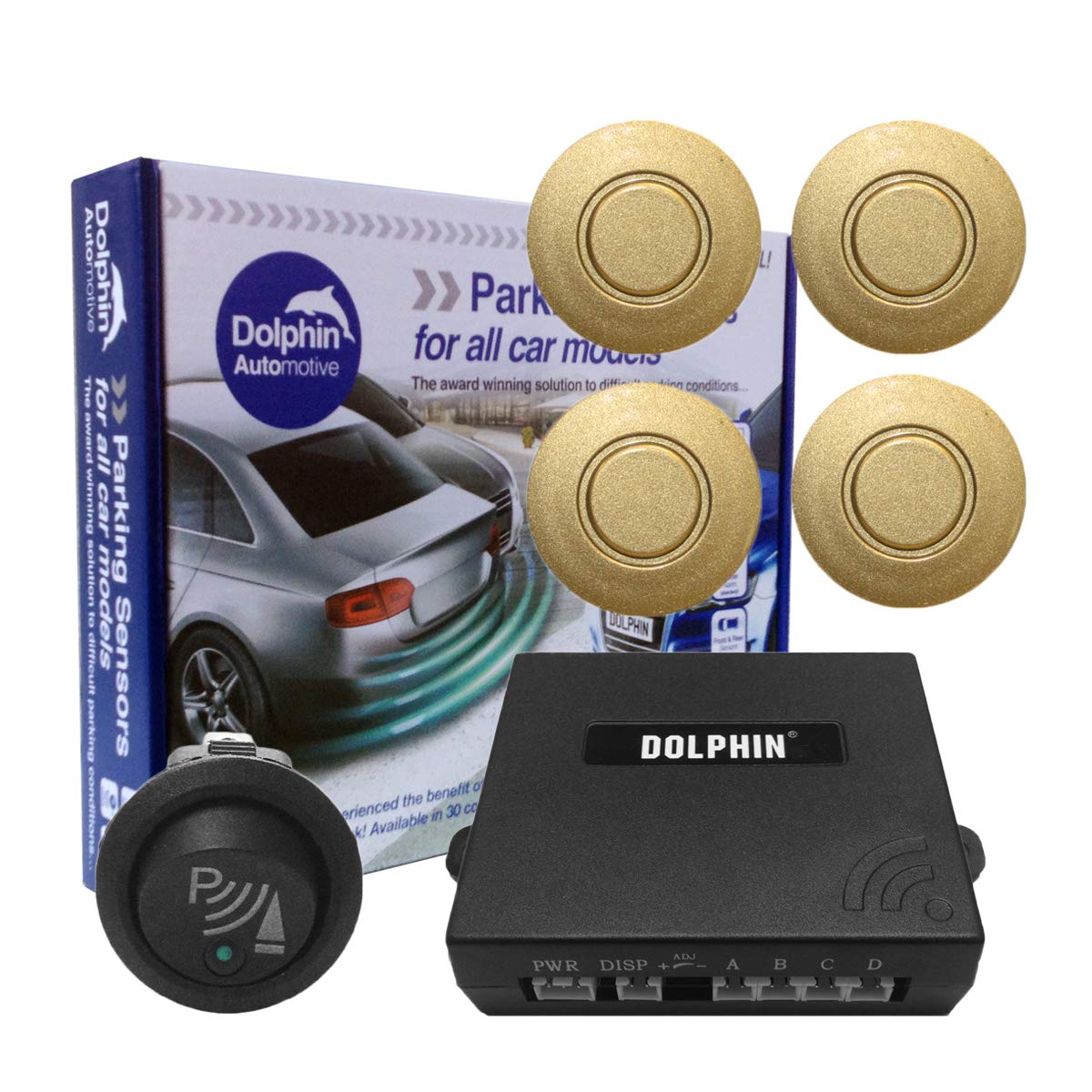 Dolphin Car Van Front Parking Sensors With Longer 6m Leads and Parking Switch in 32 Coloured Options UK (Electric Blue) — view 16