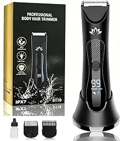 Suttik Aparador de pelos pubianos e corporais Manscape para homens, aparador de virilha e bola, kit de barbeador elétrico masculino, barbeador de bolas para barbear suave, molhado/seco, luz LED