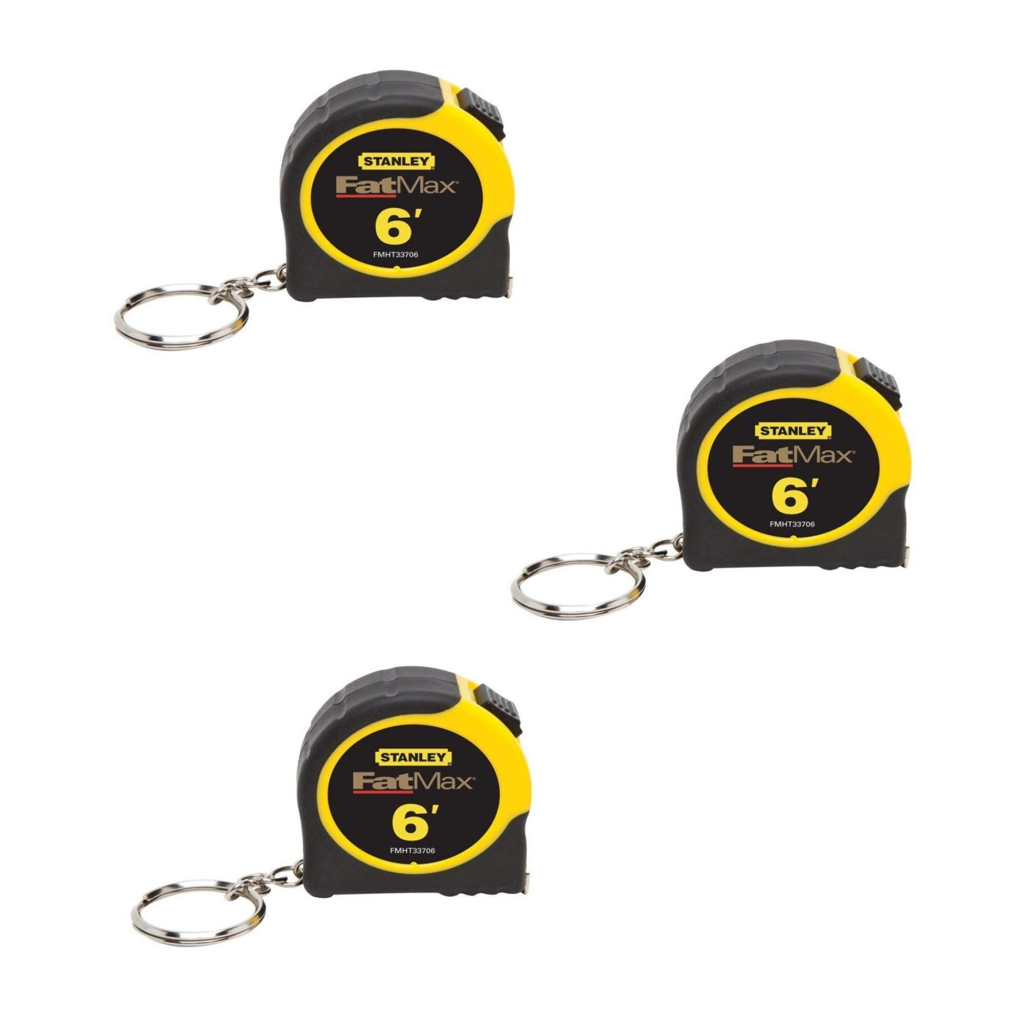 Stanley Fat Max FMHT33706W 1/2 X 6' Fatmax Keychain Tape Measure, 3 Pack