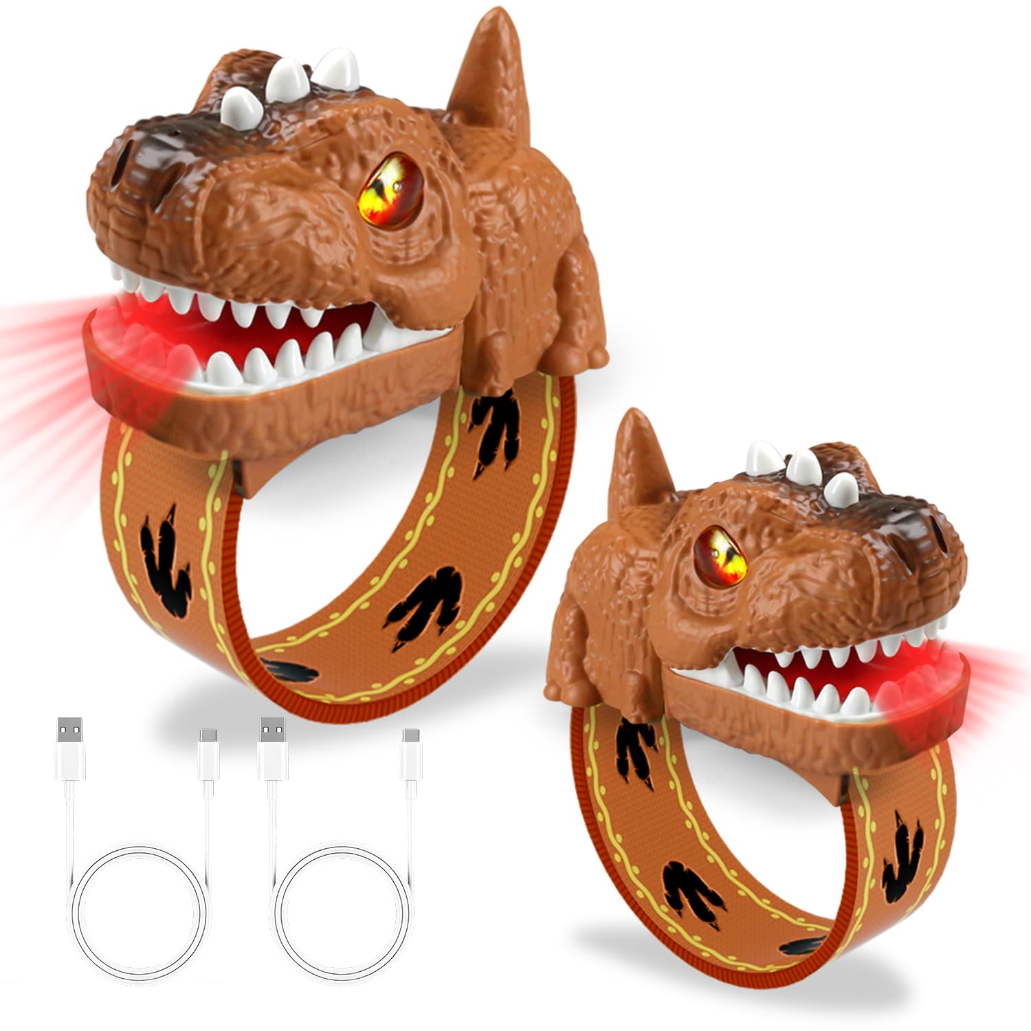 Dinosaur Walkie Talkies for Kids Rechargeable, Wrist Two Way Radios with Flashlight, Long Range Outdoor Adventure Toys,Brown Dino Watch Walkie Talkie