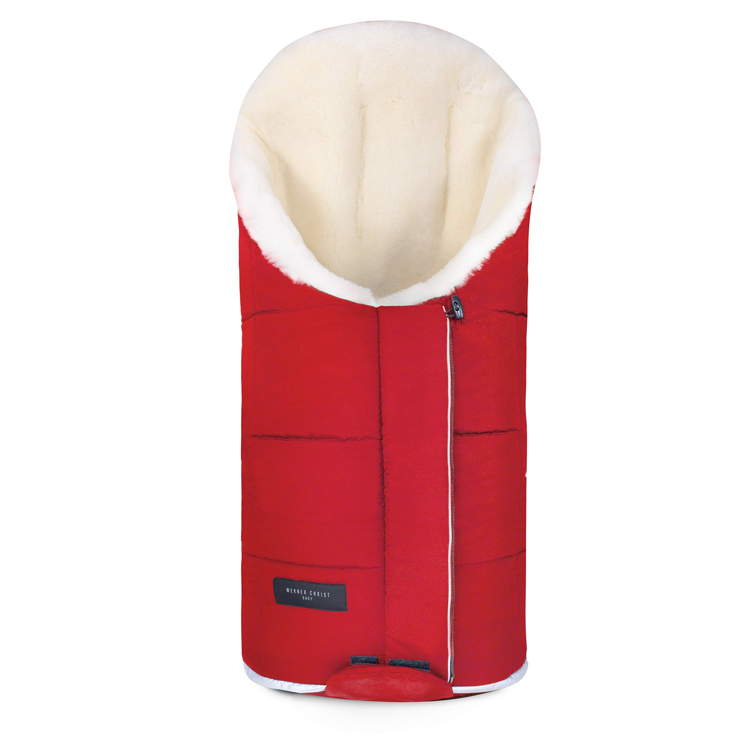 WERNER CHRIST BABY, Lammfell Kinderwagen-Fußsack TULAVARIO – Buggy Lammfellfußsack (Kinder ab 6 - bis 36 Monate) aus medizinischem Fell, in Chili Red (rot)
