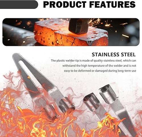 Miniatura 3 de 4 puntas de soldadura de plástico por pistola de soldador de plástico, puntas de soldador de plástico de acero inoxidable con codo de 45, cabeza de