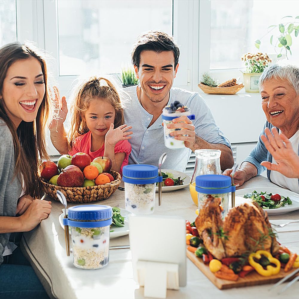 Lot De 2 Bocaux En Verre Avec Couvercles Et Cuillères Pour La Nuit