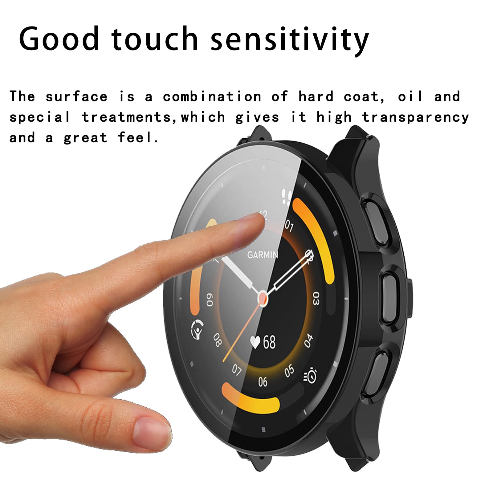 YAODLE Coque Protection Garmin Venu 3 – PC Ultra-Mince + Verre Trempé HD, 360° Anti-Rayures Et Anti-Chocs (Noir)