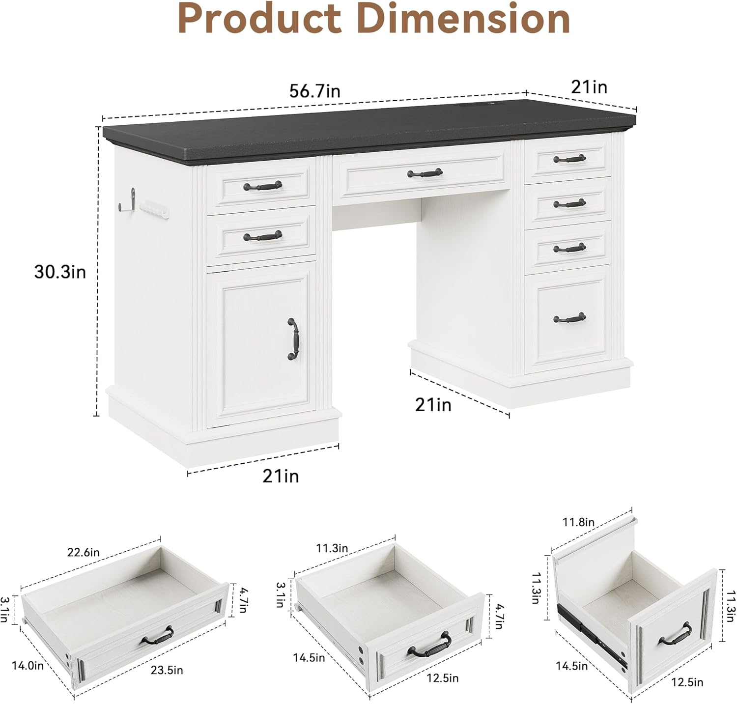 Product dimensions of the Jocoevol Executive Desk