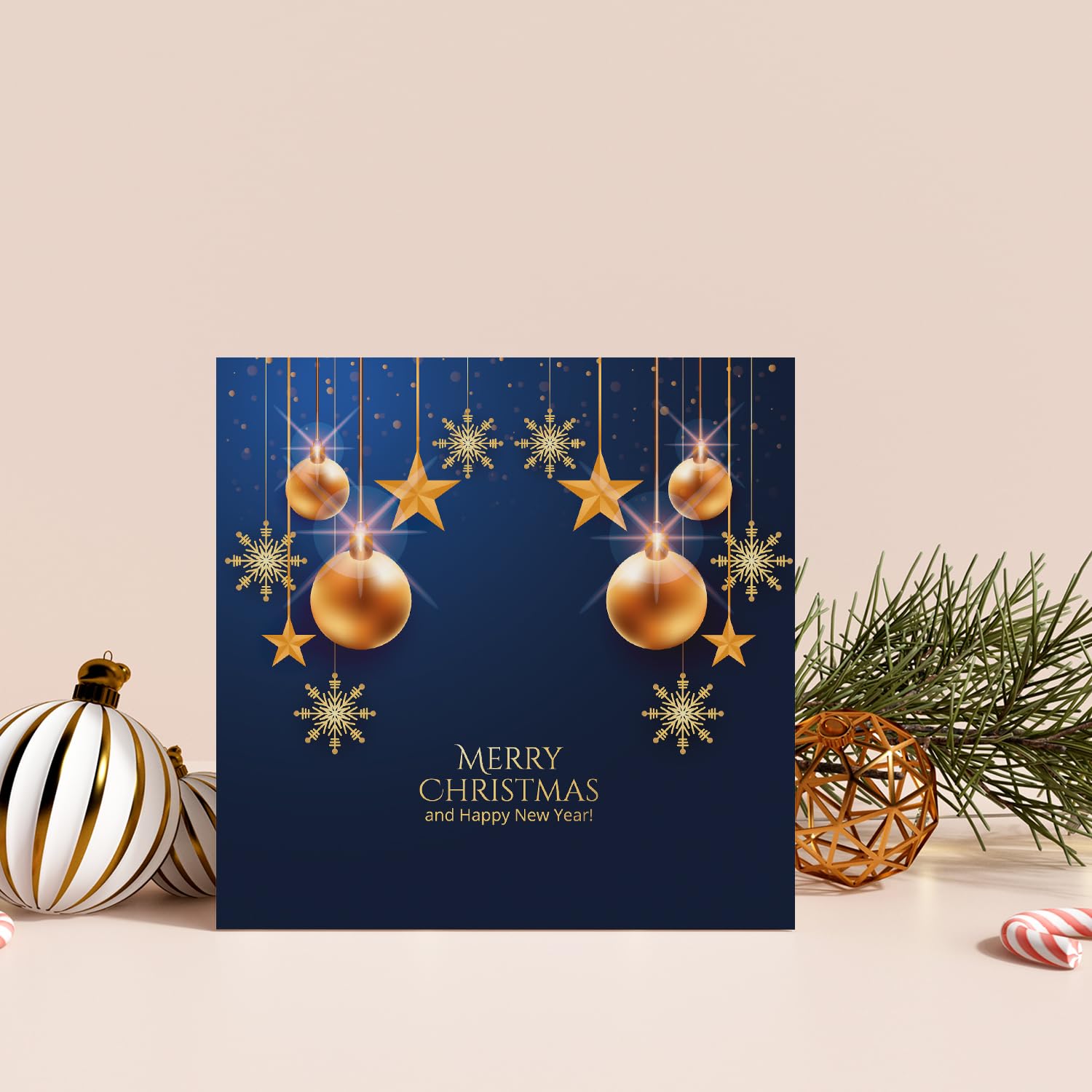 Lot de 30 cartes de Noël élégantes de qualité supérieure - 14,8 x 14,8 cm - Avec enveloppe - Pour entreprises - Cartes pliantes - Cartes de vœux pour Noël - Merry Christmas