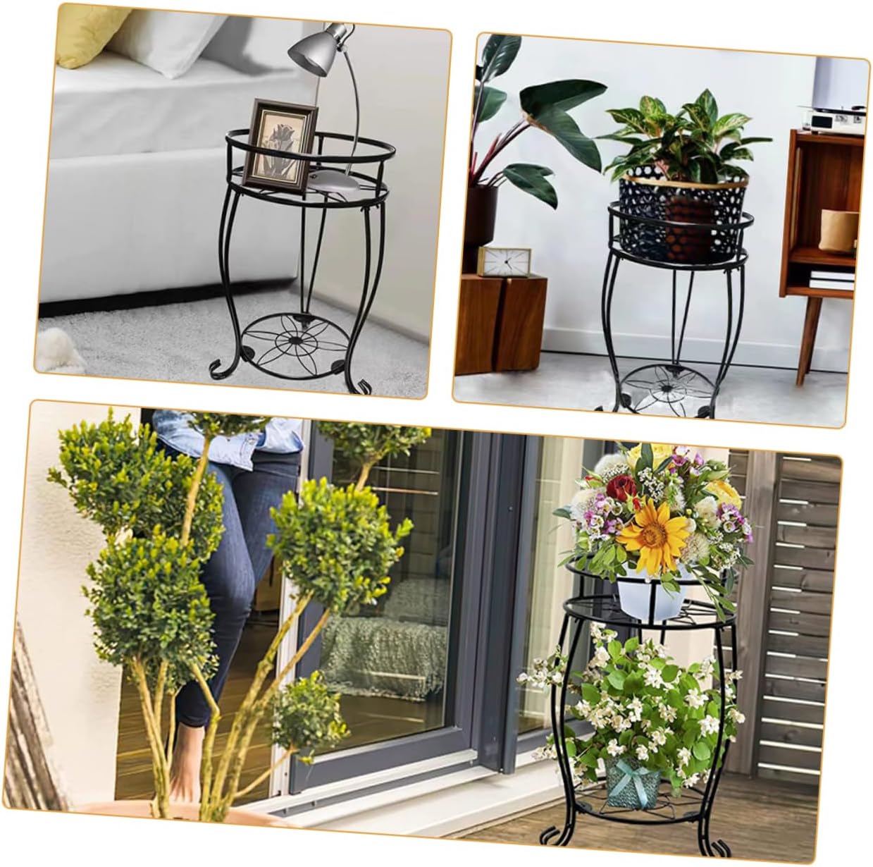 Double Metal Flower Pot Rack Durable Outdoor Plant Stand for Garden and Home Decoration Heavy Duty Material for Displaying Your Favorite Potted Plants