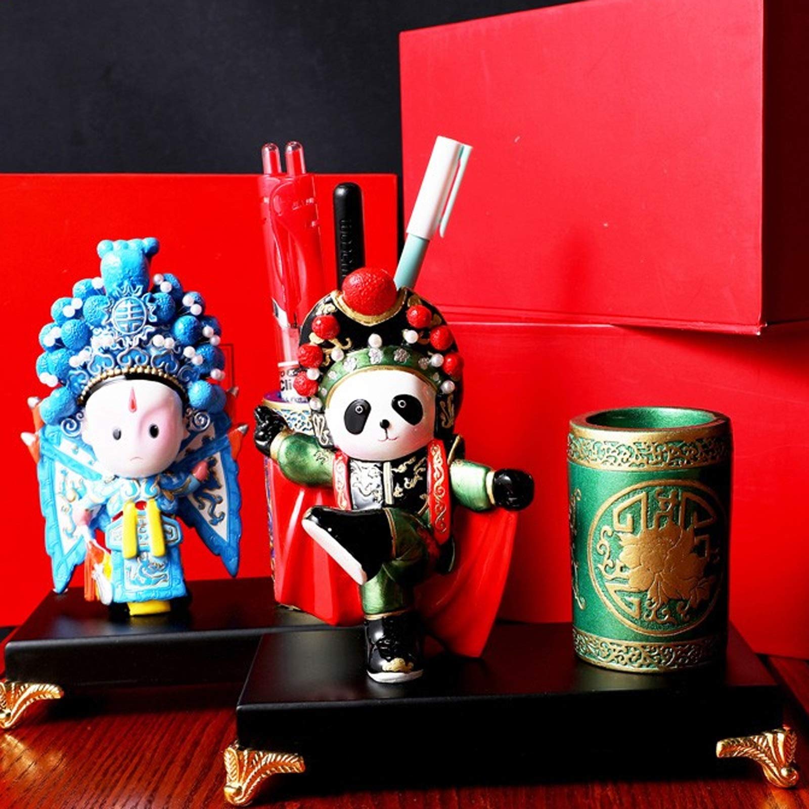 SISWIM Stifthalter Harz Schreibtisch Bleistifthalter chinesischer Stil Pen Organizer Drama Charakter Stift Bleistifthalter Tasse Home Büro Schreibtisch Liefert Zubehör Schreibtischzubehör (Color : B)