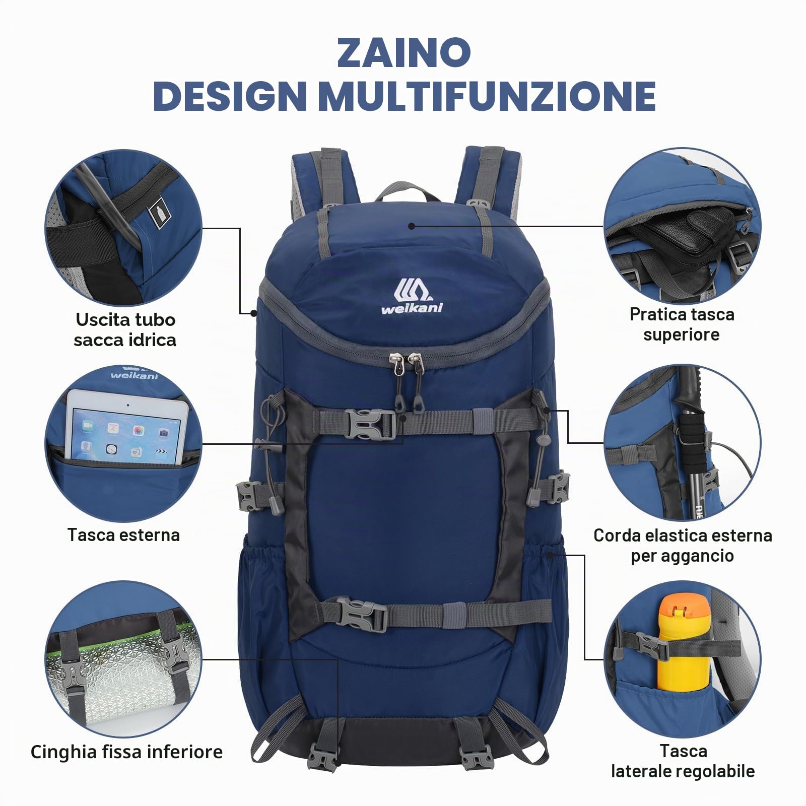 Jianyana Zaino Trekking 30l - Zaino da Ciclismo Resistente ai Graffi Zaino da Escursione Zaino da Campeggio Piccolo Leggero Resistente da Viaggio per Passeggiate Sport per Donne e uomini