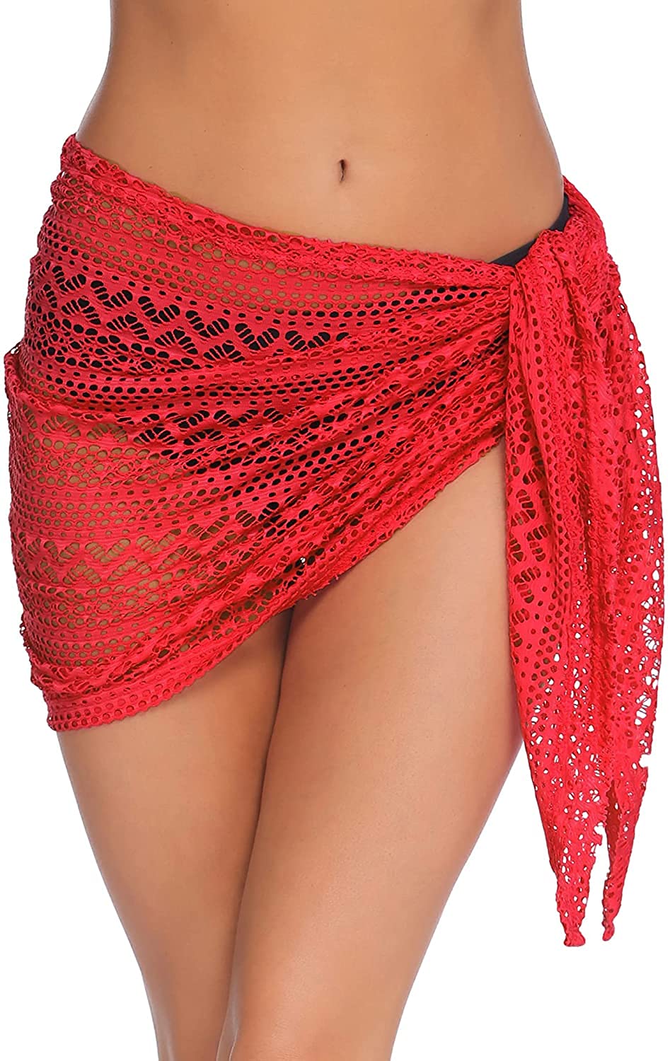 JFAN Pareo de Mujer Mini Vestido de Encaje para Cubrir la Falda Sarong de Playa Multiusos Vacaciones de Verano