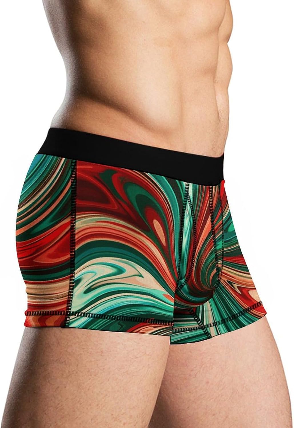 Psychedelic Swirl Pattern Mens Boxer Briefs Short Breathable Underwear Trunks Soft Moisture-Wicking Boxer Shorts Novelty Underpants L White