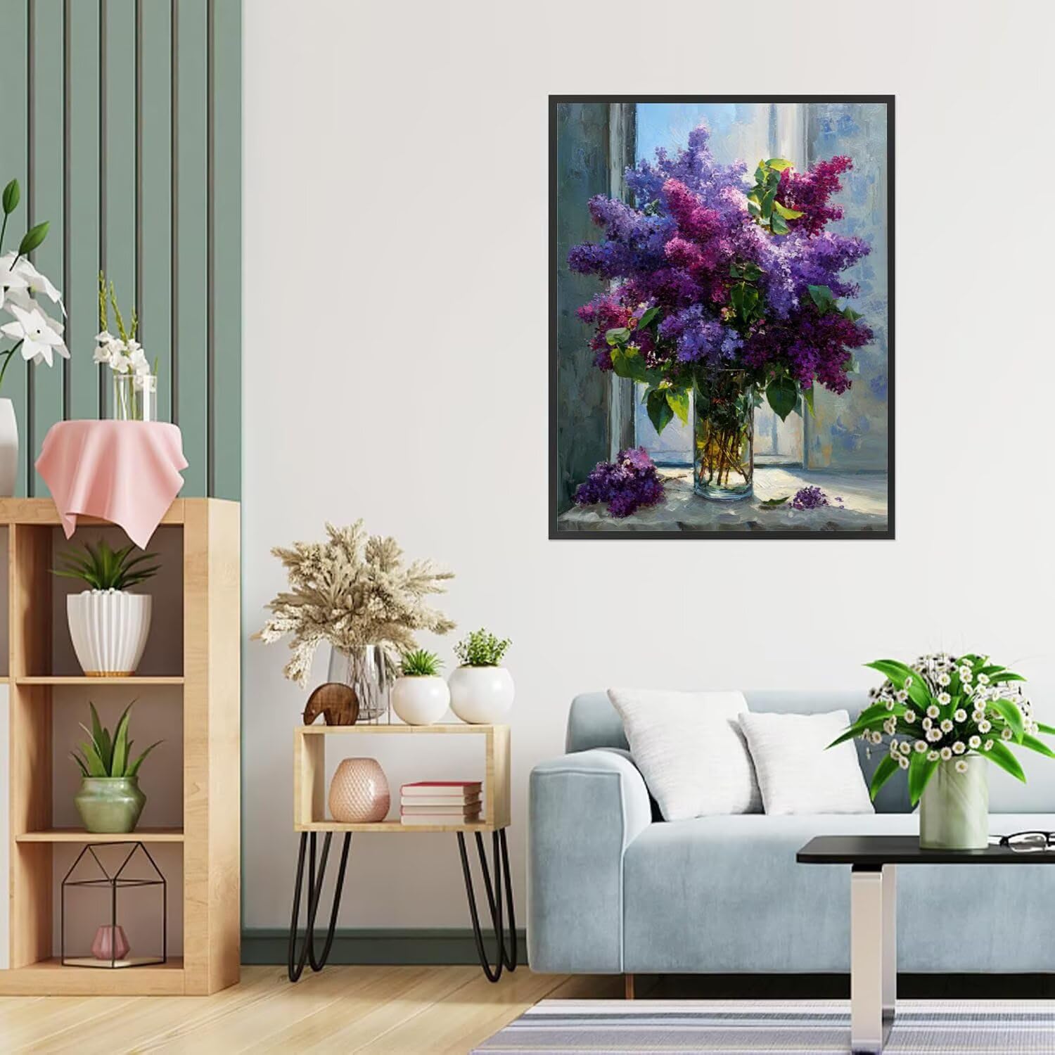 Dipingere con i Numeri Adulti Fiori viola, finestre Dipingere con i Numeri Bambini DIY Kit, Set Premium con Pennelli, Decorazione Casa & Creativo Regalo, Attività di Tempo libero 90x120cm z-497