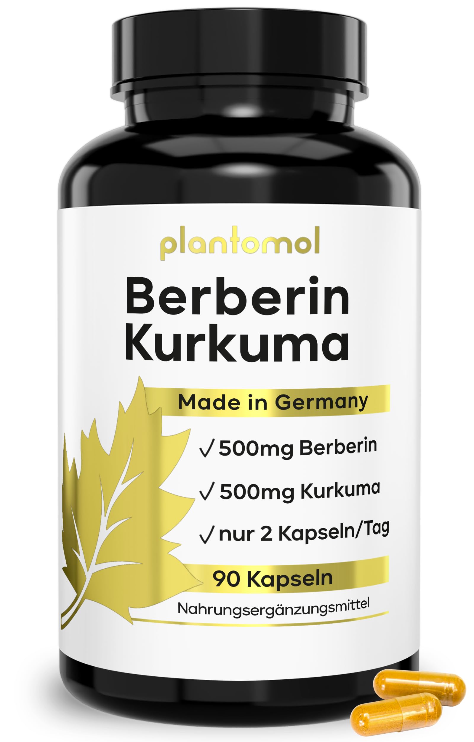 11-fach Berberin 500mg Komplex mit Kurkuma Cholin L-Carnitin Piperin Chrom Vitamin C aus Hagebutte & B6-90 Berberin Kapseln hochdosiert - 1,5 Monatsvorrat