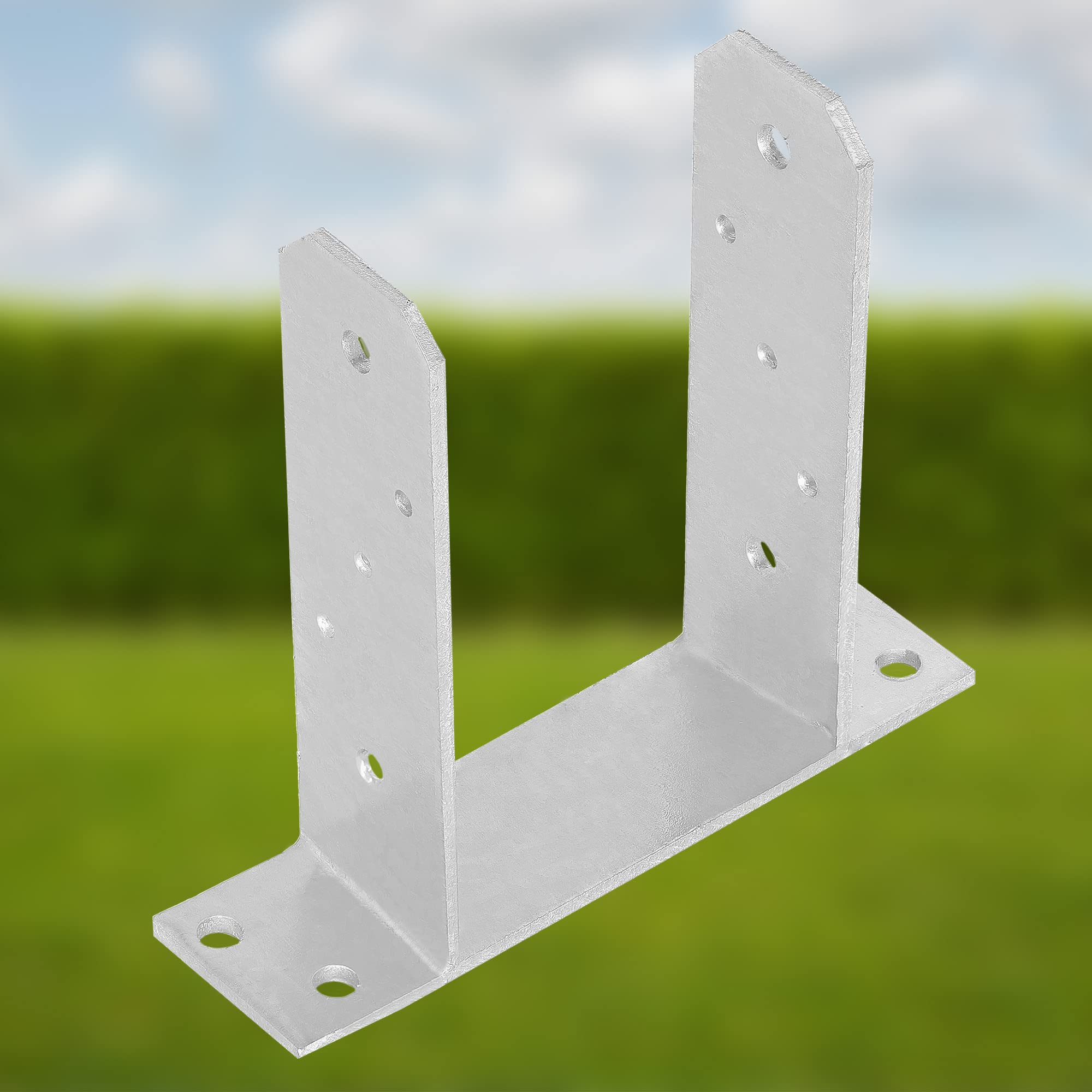 KOTARBAU® 4er Set TT Pfostenträger zum Aufschrauben - 90 mm - Bodenanker für Holzpfosten - Pfostenschuh für Zaunpfosten & Holzbalken - zum Aufdübeln - verzinkter Stahl - Silber