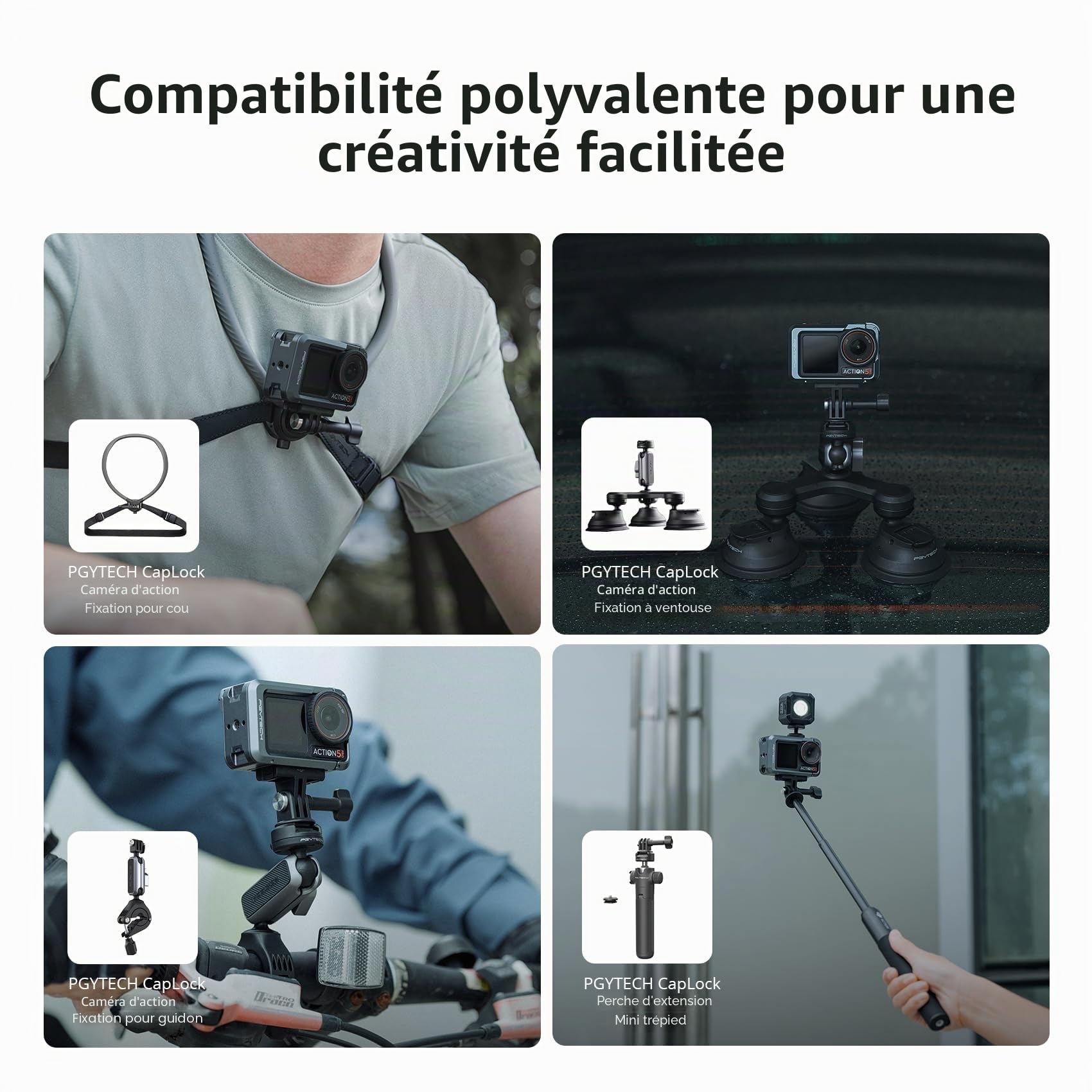 PGYTECH Caméra Cage pour DJI OSMO Action 6 Boîtier Alliage Aluminium Cadre de Protection avec Connecteur Magnétique à libération Rapide, Filetage Trou 1/4 Pouce pour Accessoires Lumière/Microphone